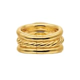 David Yurman DY Mercer® Three Row Stone Ring in 18ct Yellow Gold with Iolite and Diamonds, 12mm - Ring Size L