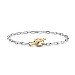 David Yurman DY Madison® Toggle Chain Bracelet in Sterling Silver with 18ct Yellow Gold, 3mm
