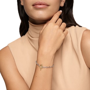 David Yurman DY Madison® Toggle Chain Bracelet in Sterling Silver with 18ct Yellow Gold, 3mm