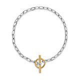 David Yurman DY Madison® Toggle Chain Bracelet in Sterling Silver with 18ct Yellow Gold, 3mm