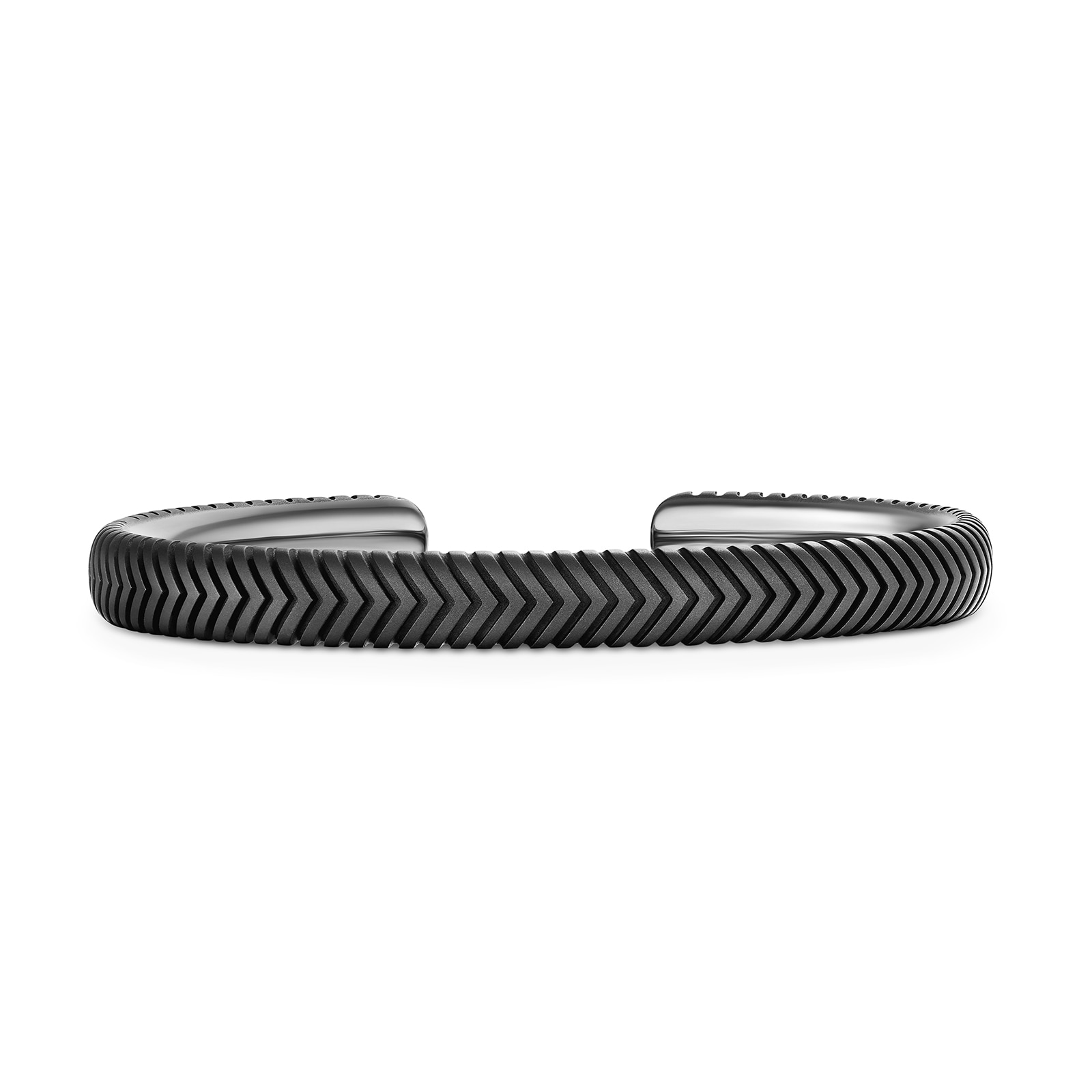 Chevron Cuff Bracelet in Titanium, 8mm - Size Medium