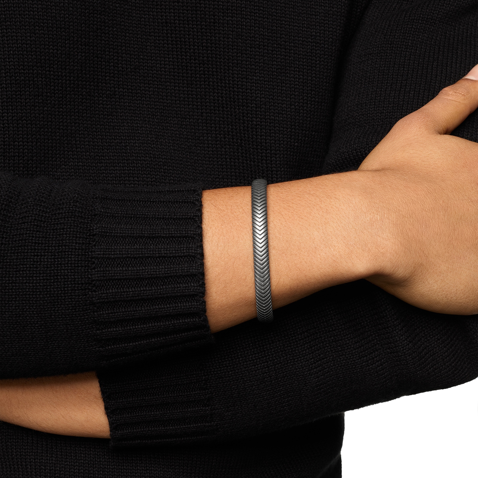 David Yurman Chevron Cuff Bracelet in Titanium, 8mm David Yurman Chevron Cuff Bracelet in Titanium, 8mm