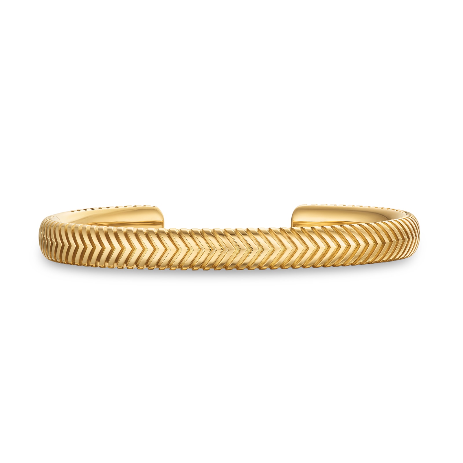 David Yurman Chevron Cuff Bracelet in 18ct Yellow Gold, 8mm