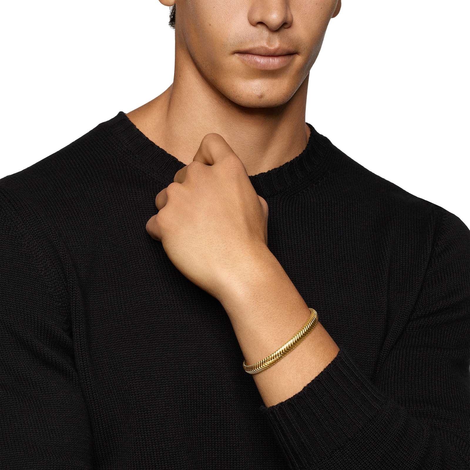 David Yurman Chevron Cuff Bracelet in 18ct Yellow Gold, 8mm