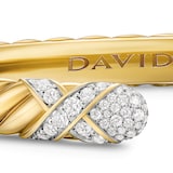 David Yurman Sculpted Cable X Cuff Bracelet in 18ct Yellow Gold with Diamonds, 6.2mm - Size Large