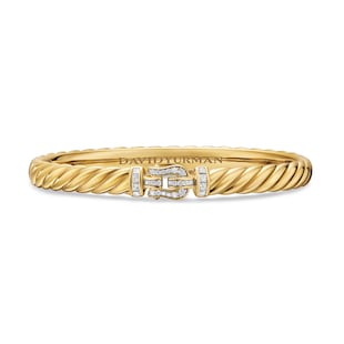 David Yurman Sculpted Cable Buckle Bracelet in 18ct Yellow Gold with Diamonds, 6.2mm
