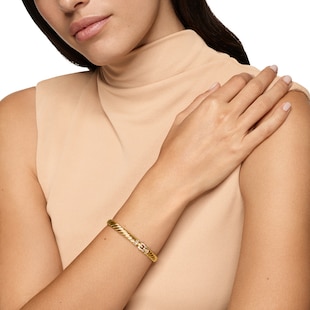 David Yurman Sculpted Cable Buckle Bracelet in 18ct Yellow Gold with Diamonds, 6.2mm