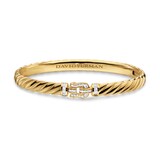 David Yurman Sculpted Cable Buckle Bracelet in 18ct Yellow Gold with Diamonds, 6.2mm
