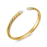 David Yurman Sculpted Cable Cuff Bracelet in 18ct Yellow Gold with Pavé Diamond Domes, 6.2mm