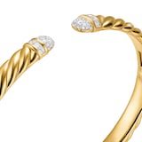 David Yurman Sculpted Cable Cuff Bracelet in 18ct Yellow Gold with Pavé Diamond Domes, 6.2mm