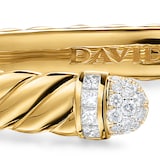David Yurman Sculpted Cable Cuff Bracelet in 18ct Yellow Gold with Pavé Diamond Domes, 6.2mm