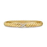 David Yurman Sculpted Cable X Center Station Cuff Bracelet in 18ct Yellow Gold with Diamonds, 6.2mm