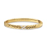 David Yurman Sculpted Cable X Center Station Cuff Bracelet in 18ct Yellow Gold with Diamonds, 6.2mm