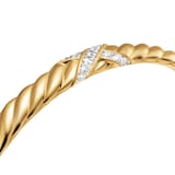 David Yurman Sculpted Cable X Center Station Cuff Bracelet in 18ct Yellow Gold with Diamonds, 6.2mm
