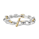 David Yurman DY Mercer® Chain Bracelet in Sterling Silver with 18ct Yellow Gold and Diamonds, 8mm