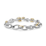 David Yurman DY Mercer® Chain Bracelet in Sterling Silver with 18ct Yellow Gold and Diamonds, 8mm