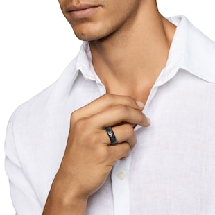 David Yurman Chevron Band Ring in Black Titanium, 8mm
