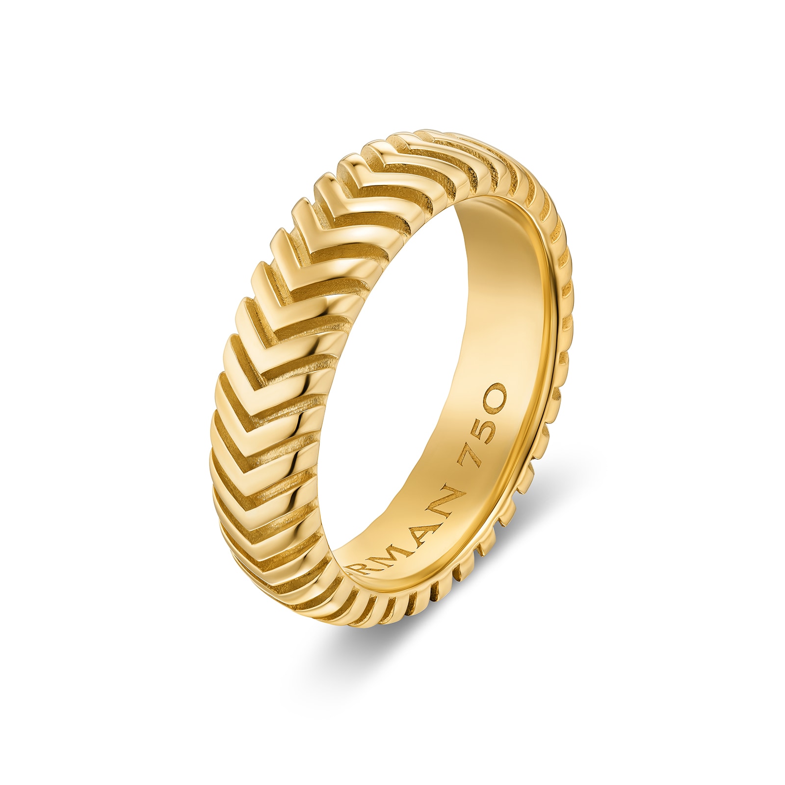 David Yurman Chevron Band Ring in 18ct Yellow Gold, 6mm