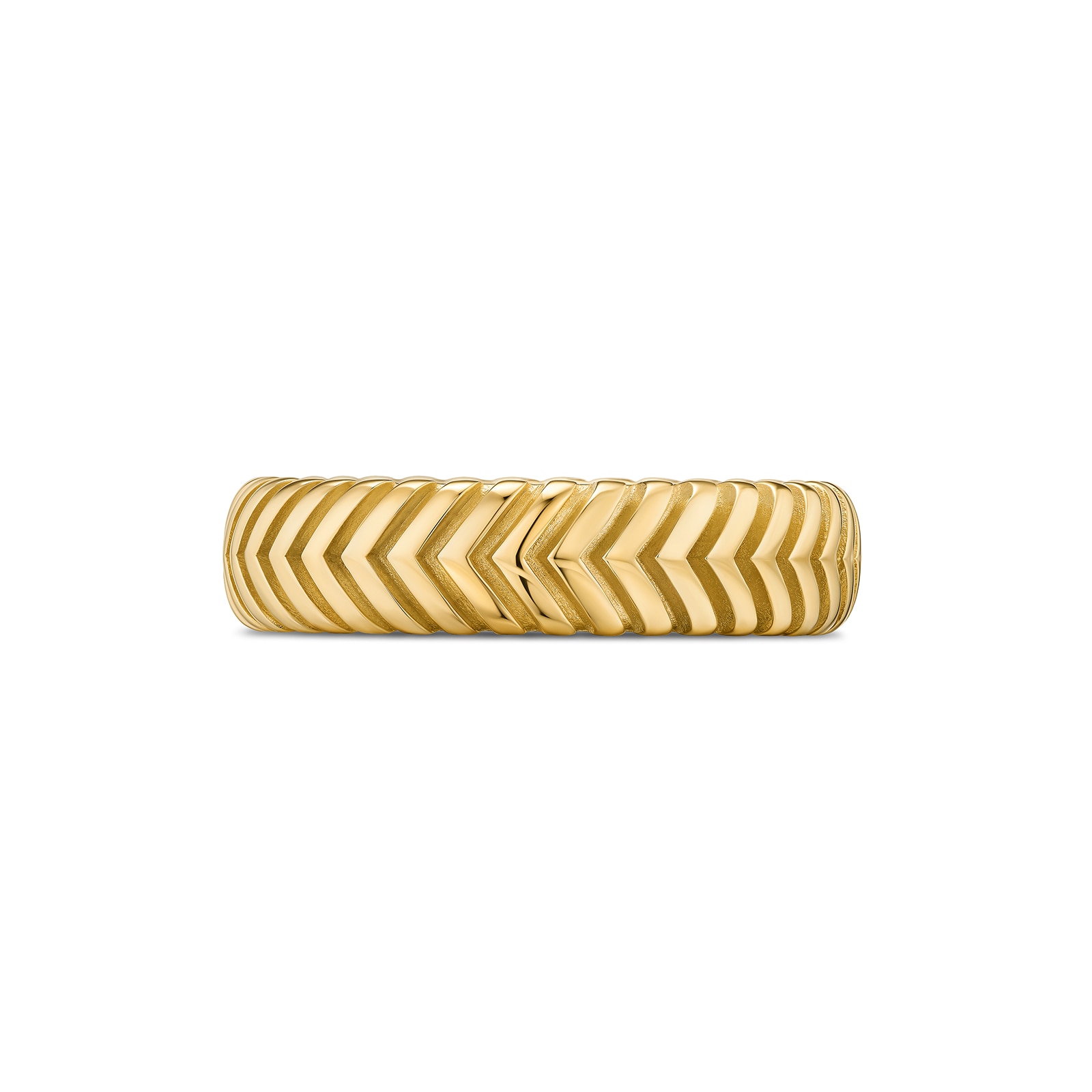 David Yurman Chevron Band Ring in 18ct Yellow Gold, 6mm