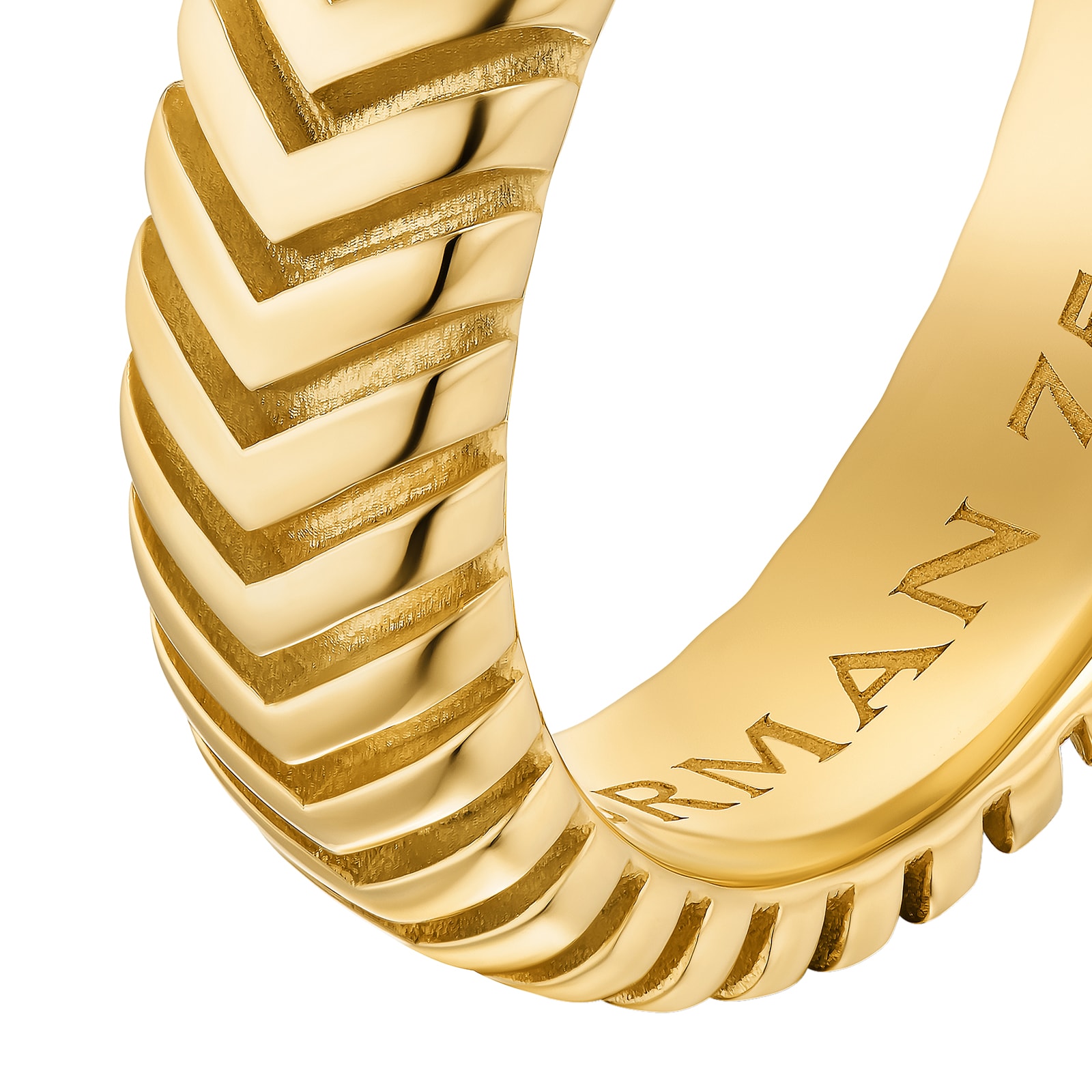 David Yurman Chevron Band Ring in 18ct Yellow Gold, 6mm