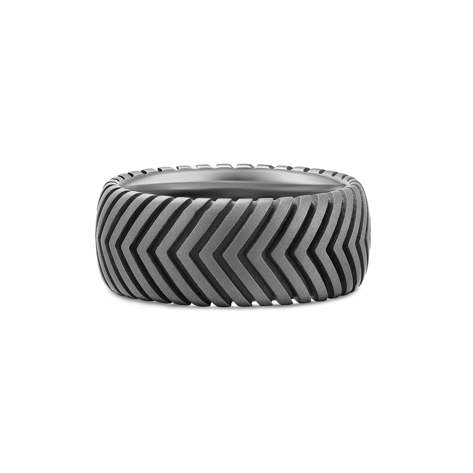 Chevron Band Ring in Titanium, 10mm - Ring Size V.5
