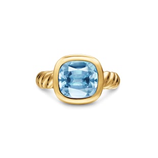 David Yurman DY Mercer® Stone Ring in 18ct Yellow Gold with Sky Blue Topaz, 10mm