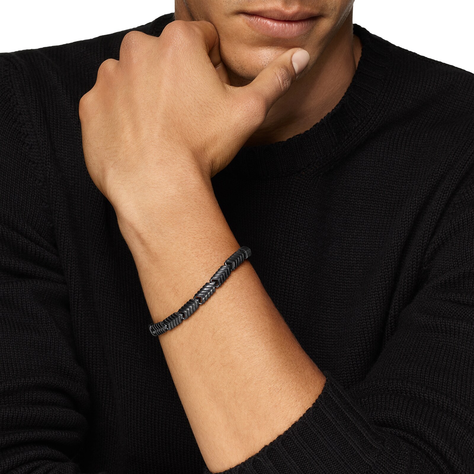 David Yurman Chevron Link Bracelet In Black Titanium, 7.6mm