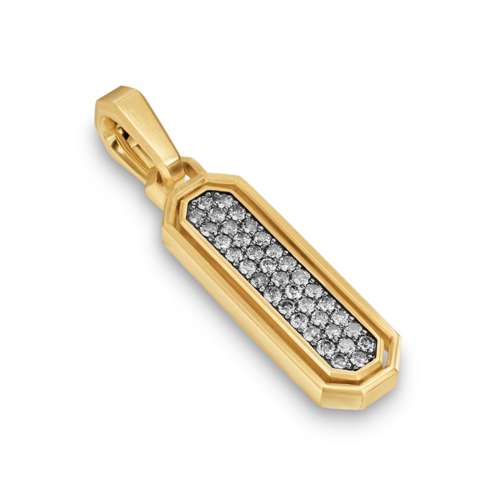 David Yurman Streamline® Inlay Amulet In 18ct Yellow Gold With Meteorite And Grey Diamonds, 30.7mm