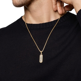 David Yurman Streamline® Inlay Amulet In 18ct Yellow Gold With Meteorite And Grey Diamonds, 30.7mm David Yurman Streamline® Inlay Amulet In 18ct Yellow Gold With Meteorite And Grey Diamonds, 30.7mm