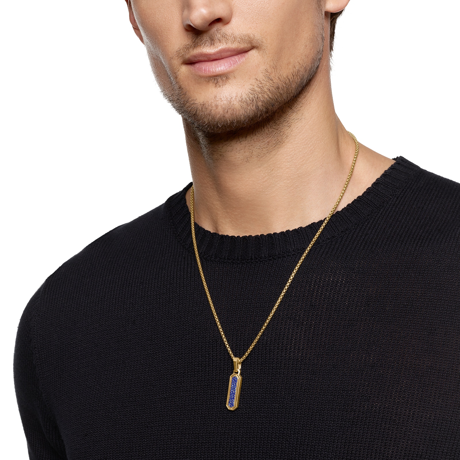 David Yurman Streamline® Inlay Amulet In 18ct Yellow Gold With Lapis And Sapphires, 30.7mm