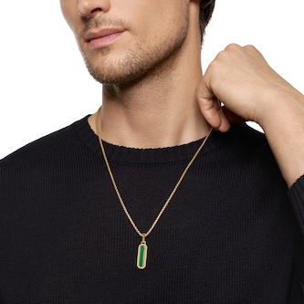 David Yurman Streamline® Inlay Amulet In 18ct Yellow Gold With Black Onyx And Malachite, 30.7mm David Yurman Streamline® Inlay Amulet In 18ct Yellow Gold With Black Onyx And Malachite, 30.7mm