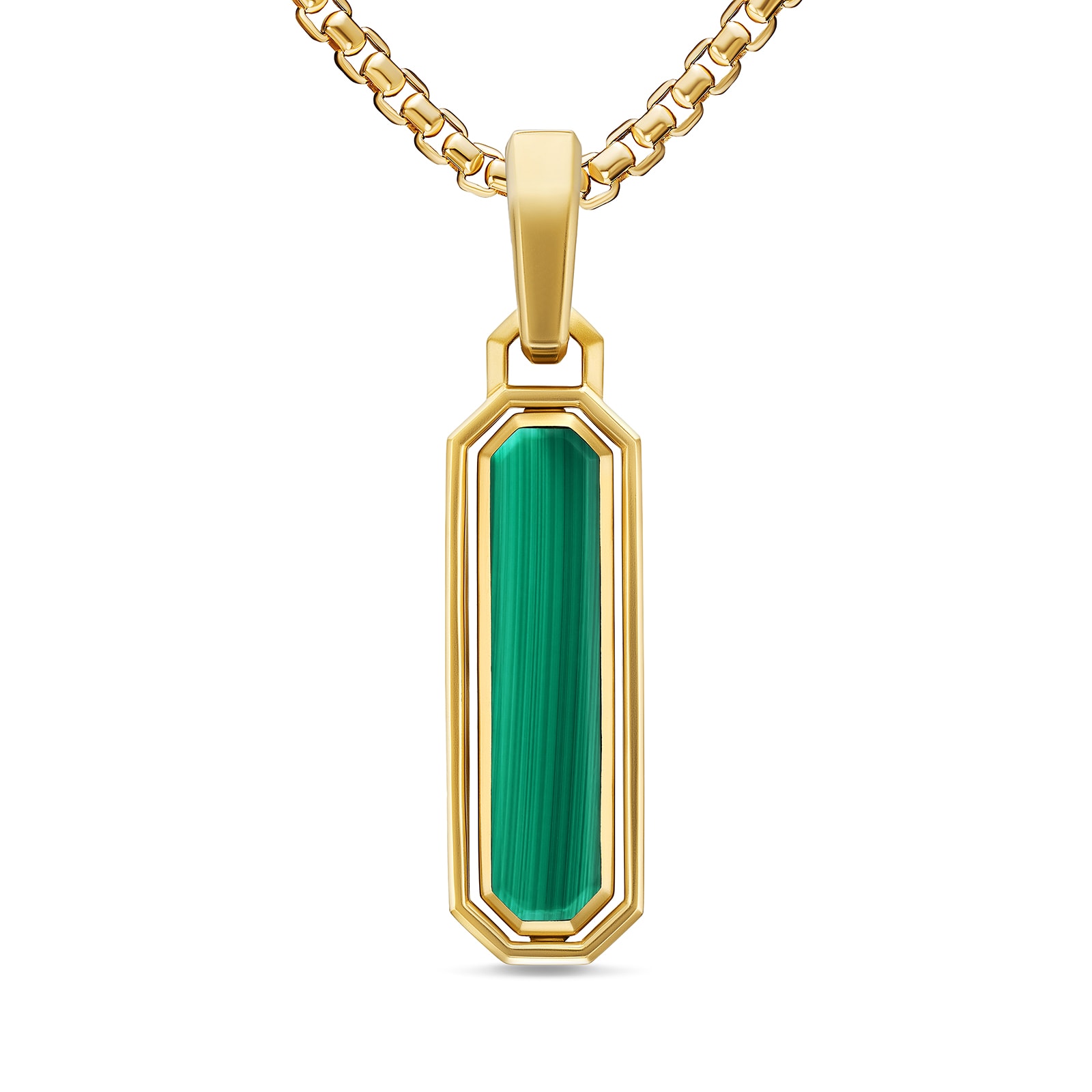 David Yurman Streamline® Inlay Amulet In 18ct Yellow Gold With Black Onyx And Malachite, 30.7mm David Yurman Streamline® Inlay Amulet In 18ct Yellow Gold With Black Onyx And Malachite, 30.7mm