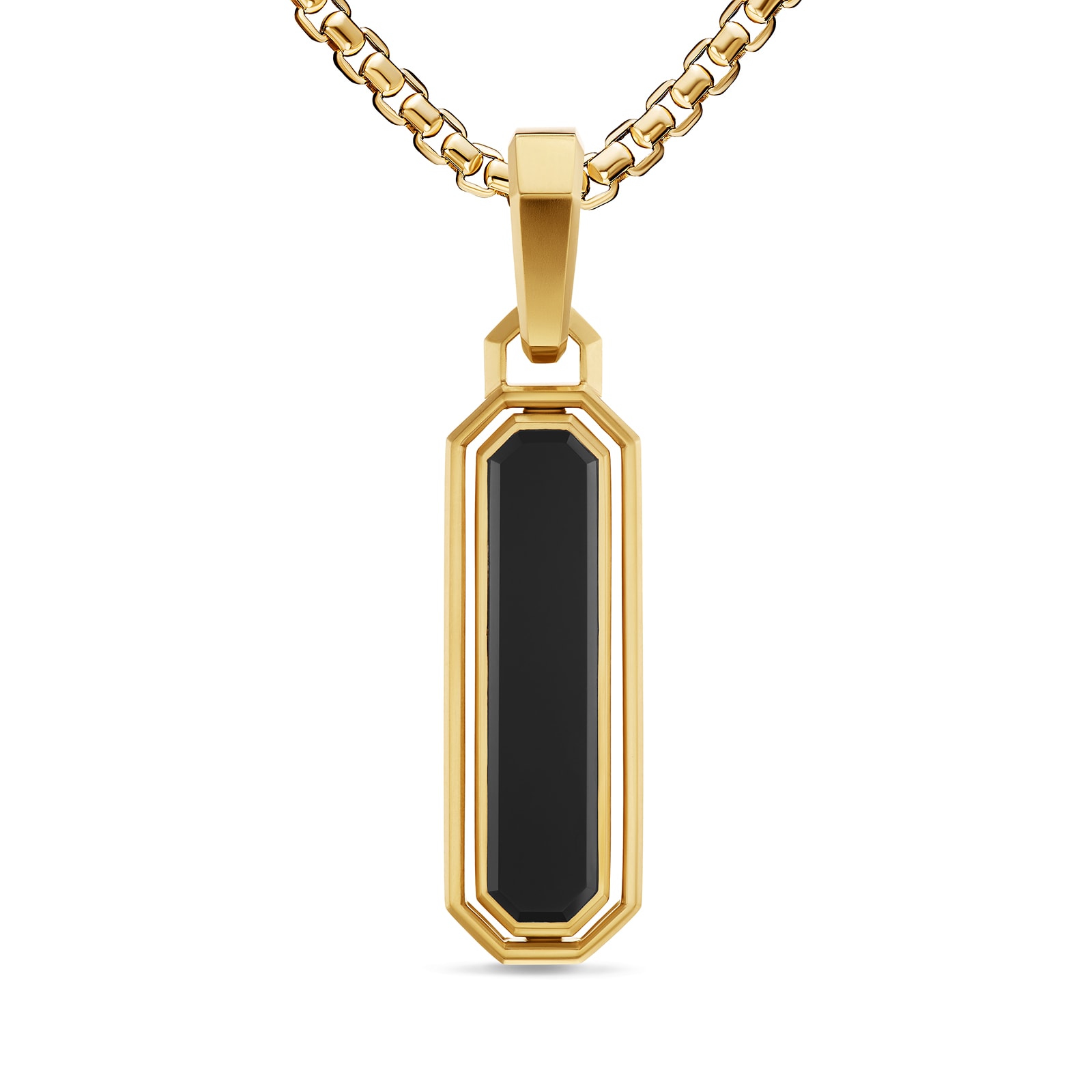 David Yurman Streamline® Inlay Amulet In 18ct Yellow Gold With Black Onyx And Malachite, 30.7mm David Yurman Streamline® Inlay Amulet In 18ct Yellow Gold With Black Onyx And Malachite, 30.7mm