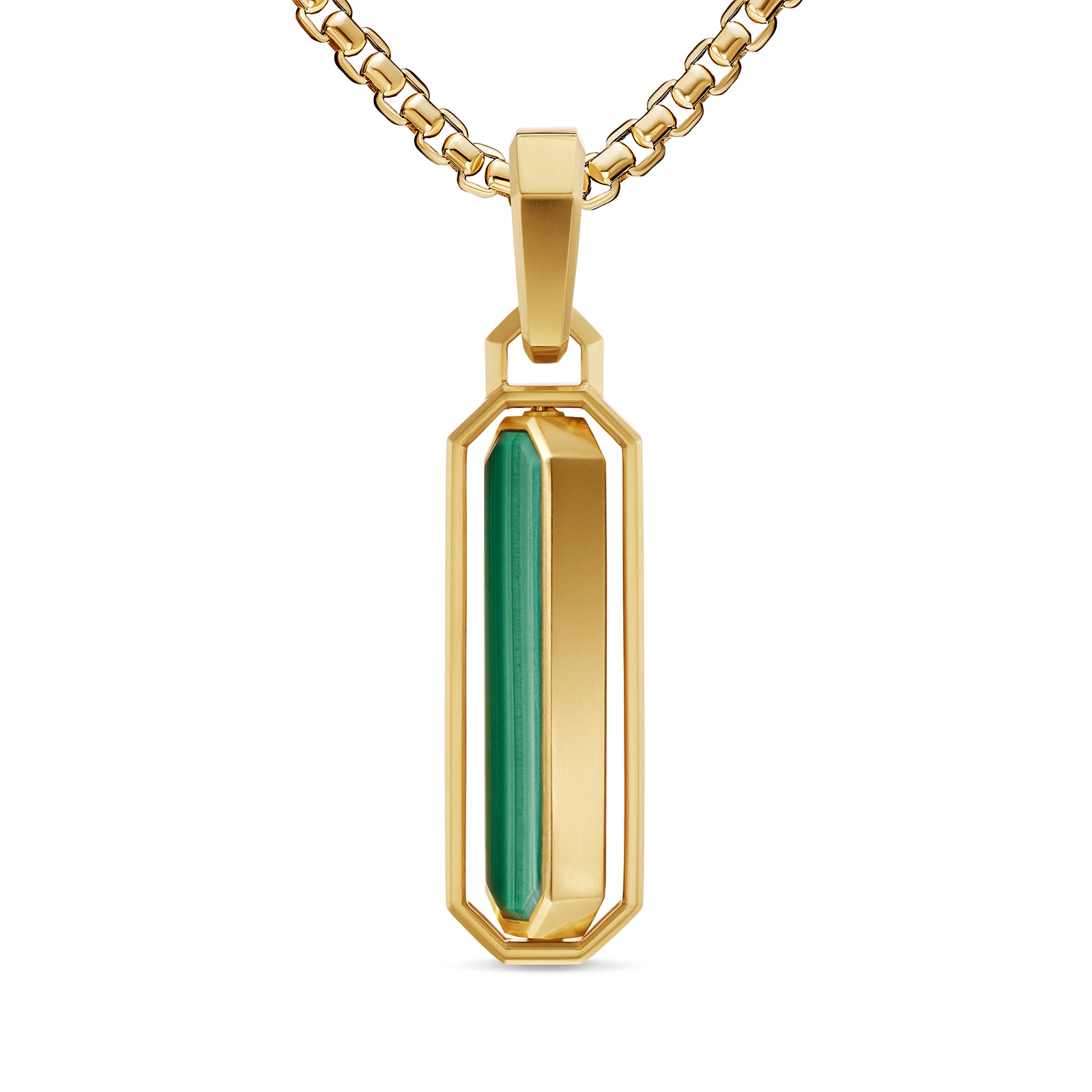 David Yurman Streamline® Inlay Amulet In 18ct Yellow Gold With Black Onyx And Malachite, 30.7mm David Yurman Streamline® Inlay Amulet In 18ct Yellow Gold With Black Onyx And Malachite, 30.7mm