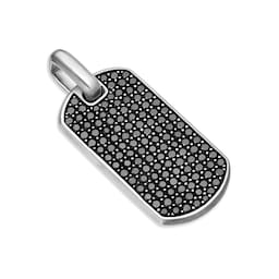 37901292 - Chevron Tag In Sterling Silver With Black Diamonds, 35mm