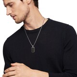 David Yurman Chevron Tag In Sterling Silver With Black Diamonds, 35mm