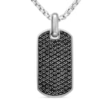 David Yurman Chevron Tag In Sterling Silver With Black Diamonds, 35mm