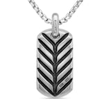 David Yurman Chevron Tag In Sterling Silver With Black Diamonds, 35mm