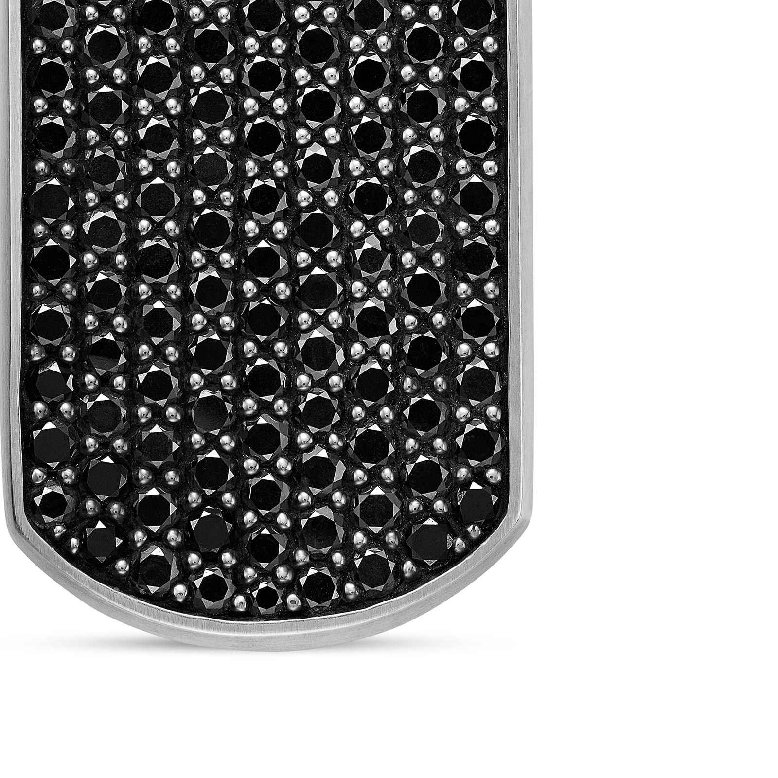 David Yurman Chevron Tag In Sterling Silver With Black Diamonds, 35mm David Yurman Chevron Tag In Sterling Silver With Black Diamonds, 35mm