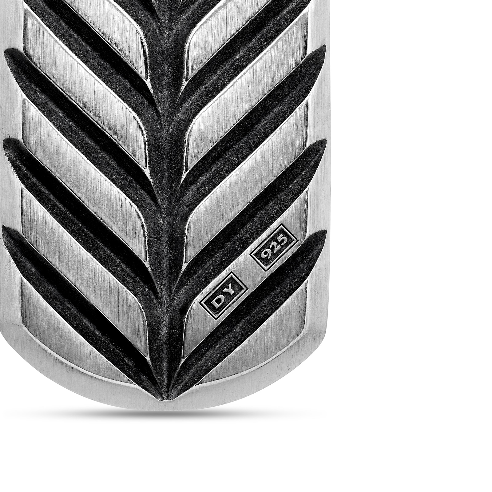 David Yurman Chevron Tag In Sterling Silver With Black Diamonds, 35mm David Yurman Chevron Tag In Sterling Silver With Black Diamonds, 35mm