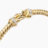 David Yurman Buckle Cablespira® Bracelet in 18ct Yellow Gold with Diamonds, 3.5mm - Size Large