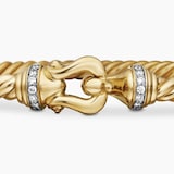 David Yurman Buckle Cablespira® Bracelet in 18ct Yellow Gold with Diamonds, 3.5mm - Size Large