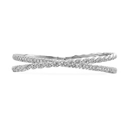 37901600 - Sculpted Cable Flex Two Row Bracelet in 18ct White Gold with Diamonds, 16mm - Size Large