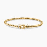 David Yurman Buckle Cablespira® Bracelet in 18ct Yellow Gold with Diamonds, 3.5mm - Size Medium