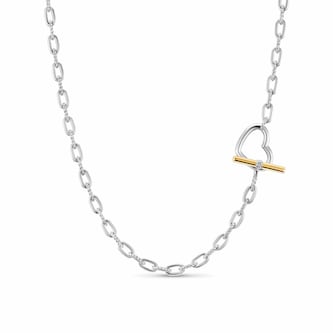 David Yurman DY Madison® Petite Heart Toggle Chain Necklace In Sterling Silver And 18ct Yellow Gold, 3mm