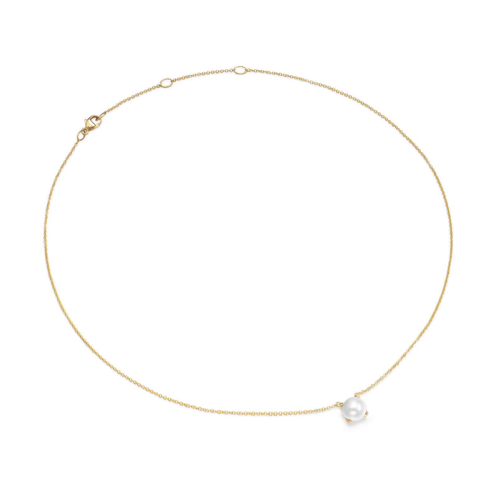 David Yurman Pearl Classics Necklace In 18ct Yellow Gold With Diamonds, 6.5mm David Yurman Pearl Classics Necklace In 18ct Yellow Gold With Diamonds, 6.5mm