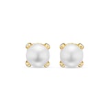 David Yurman Pearl Classics Stud Earrings In 18ct Yellow Gold With Diamonds, 6.5mm
