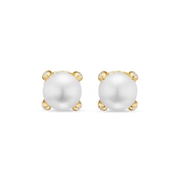 37901615 - Pearl Classics Stud Earrings In 18ct Yellow Gold With Diamonds, 6.5mm