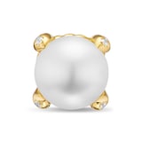 David Yurman Pearl Classics Stud Earrings In 18ct Yellow Gold With Diamonds, 6.5mm