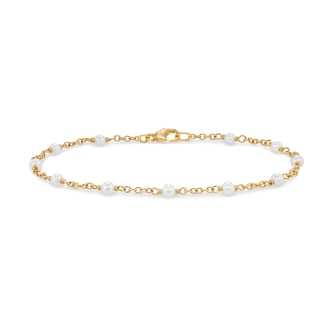 David Yurman Pearl Classics Station Bracelet In 18ct Yellow Gold, 3.5mm - Size Medium